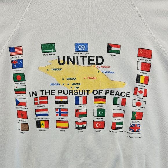 Vtg Operation Desert Shield Sweatshirt Size Large United In the Pursuit Of Peace - Picture 9 of 12